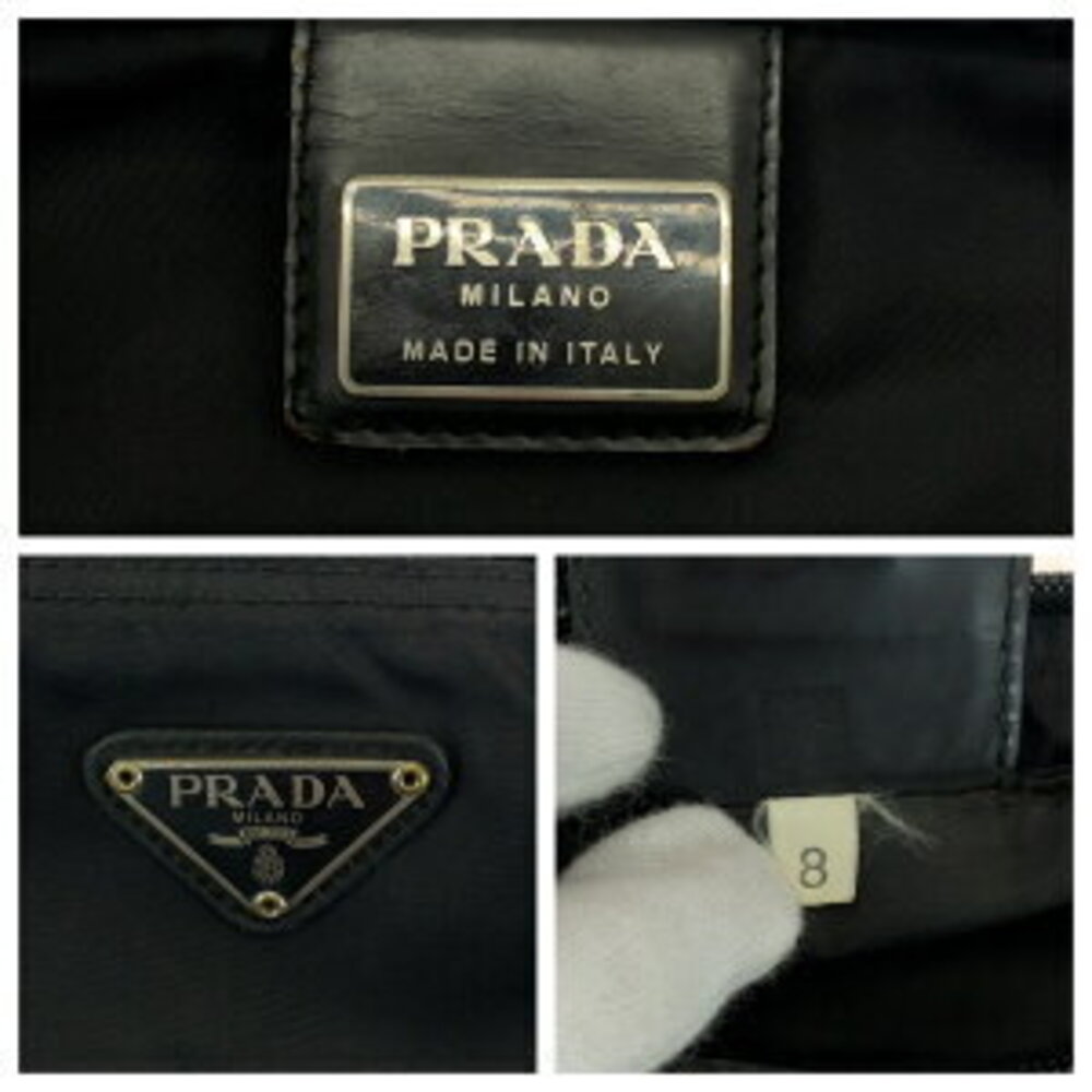 Prada bag triangular nylon sacoche Tessuto plate logo shoulder black - Picture 4 of 10